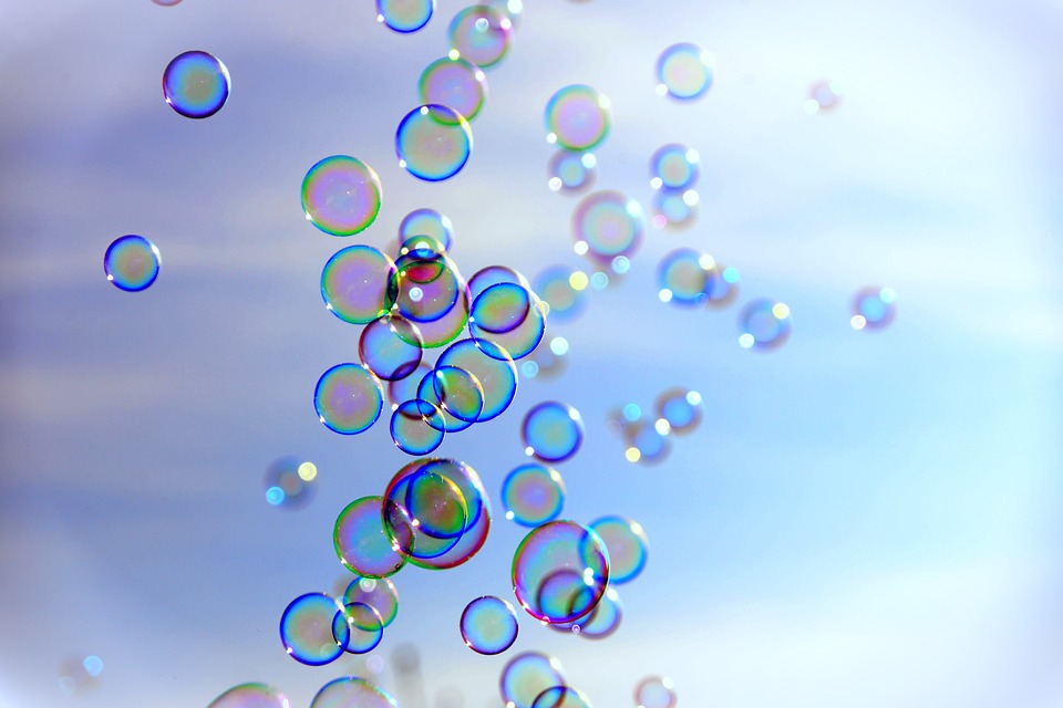 Bubbles against a sky