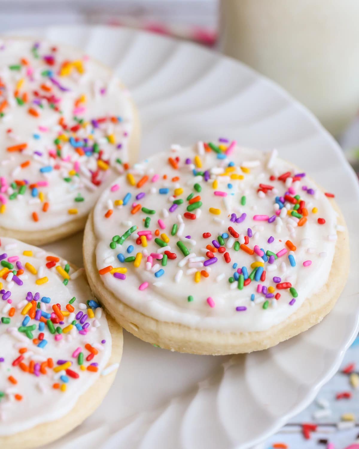 Sugar cookies with frosting and sprinkles