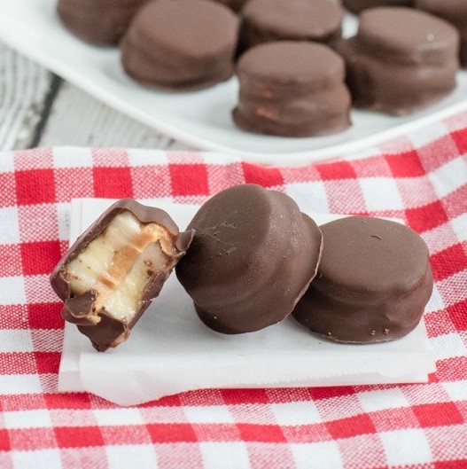 Banana and peanut butter covered in chocolate