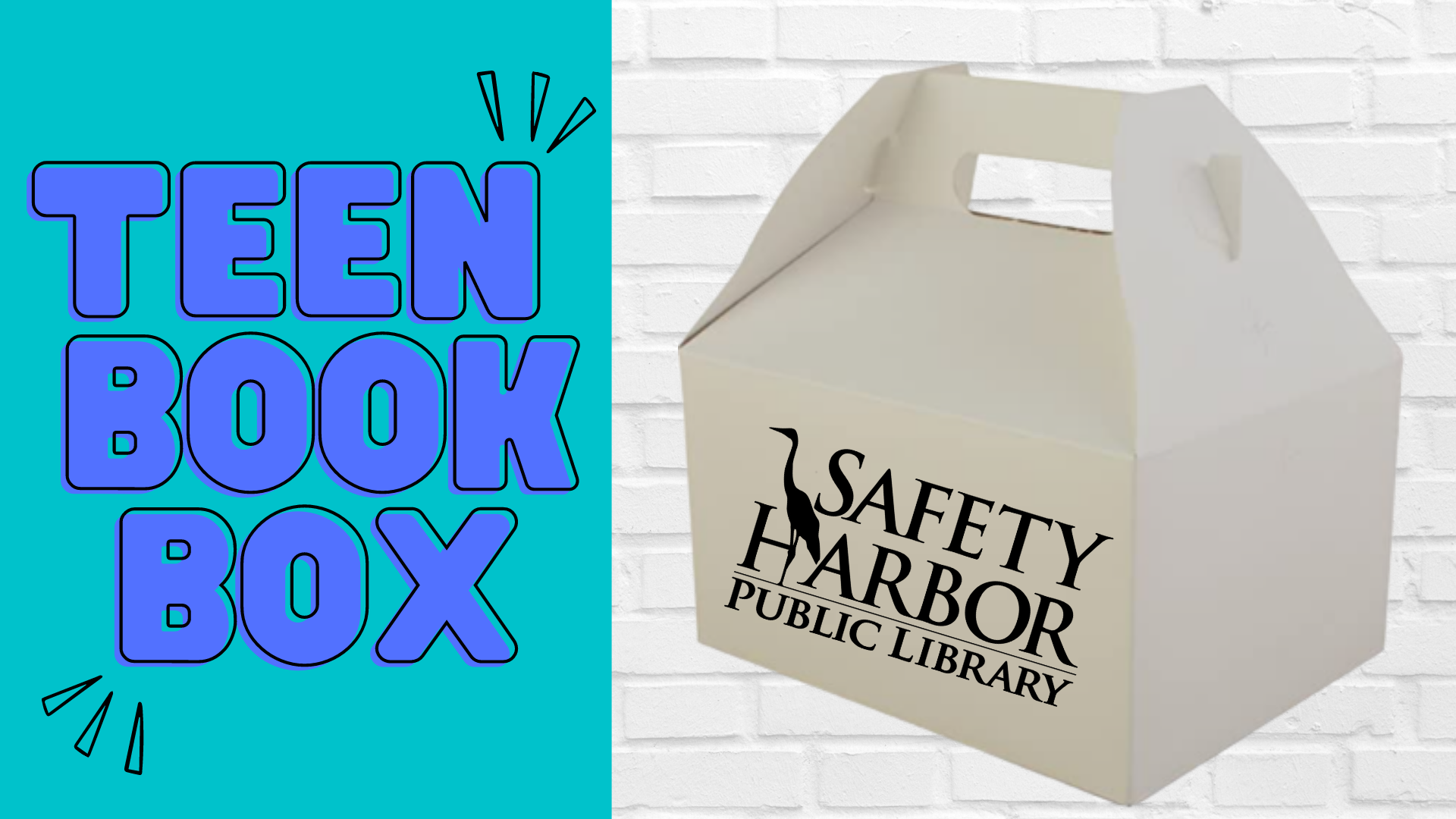 teen book box and picture of box with library logo