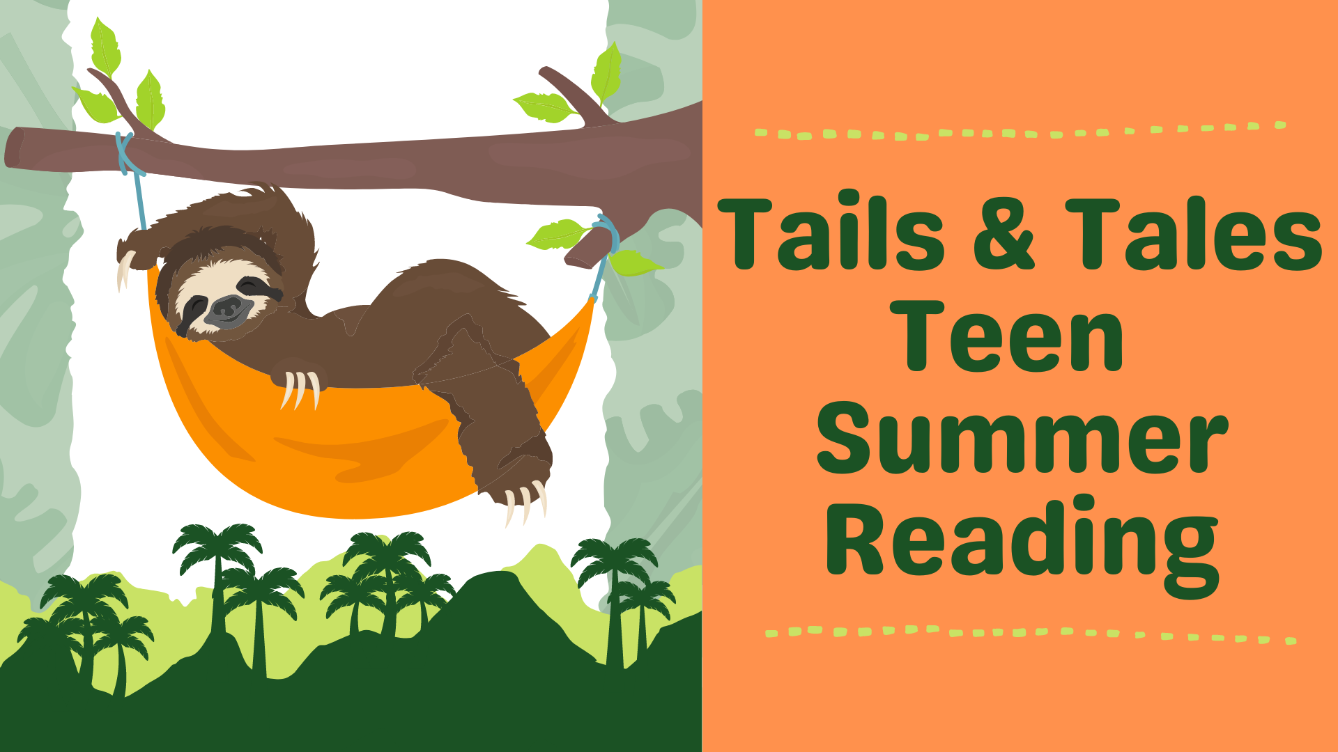 Tails & Tales Teen Summer Reading picture with sloth