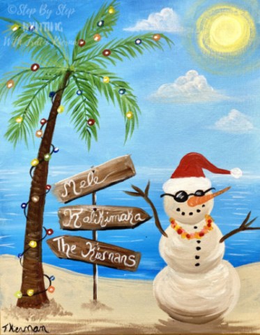 Beach Snowman Painting Sample