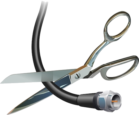 Scissors cutting a cable cord