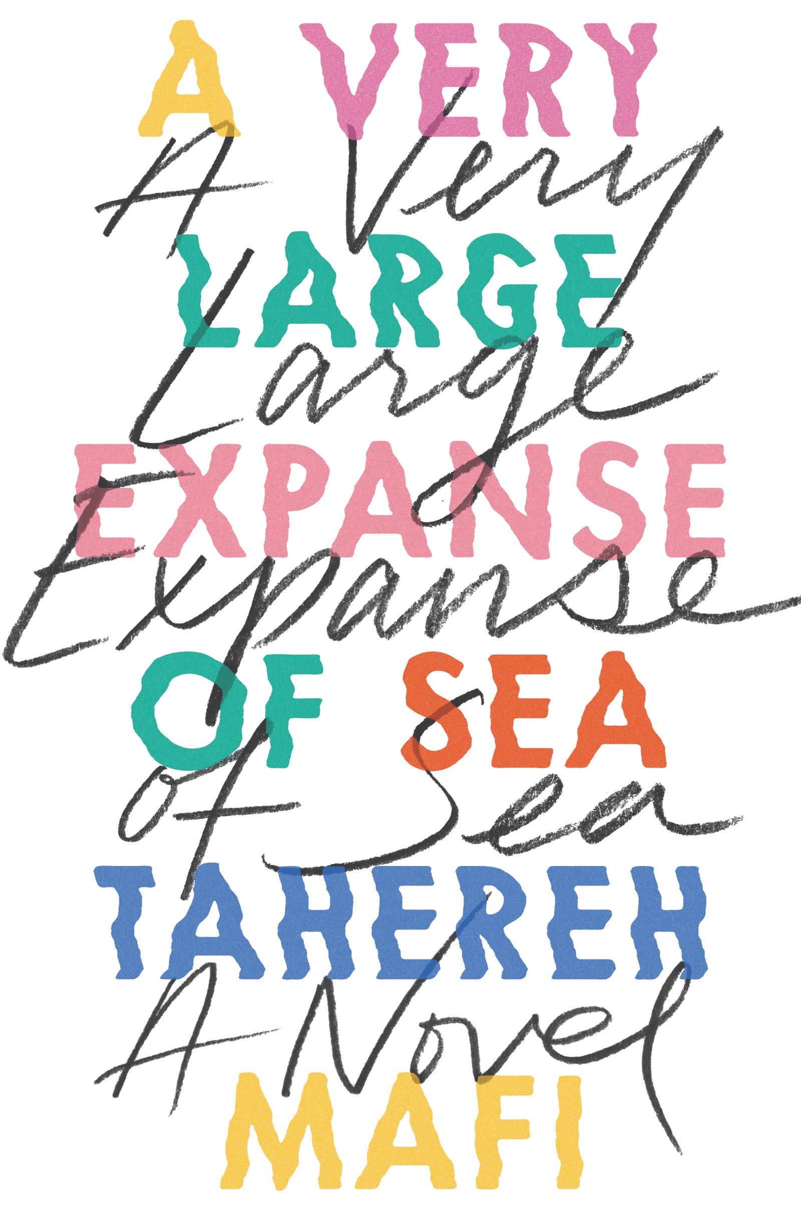 A book cover that reads A Very Large Expanse of Sea, first in multicolor words, then in black wavy cursive letters