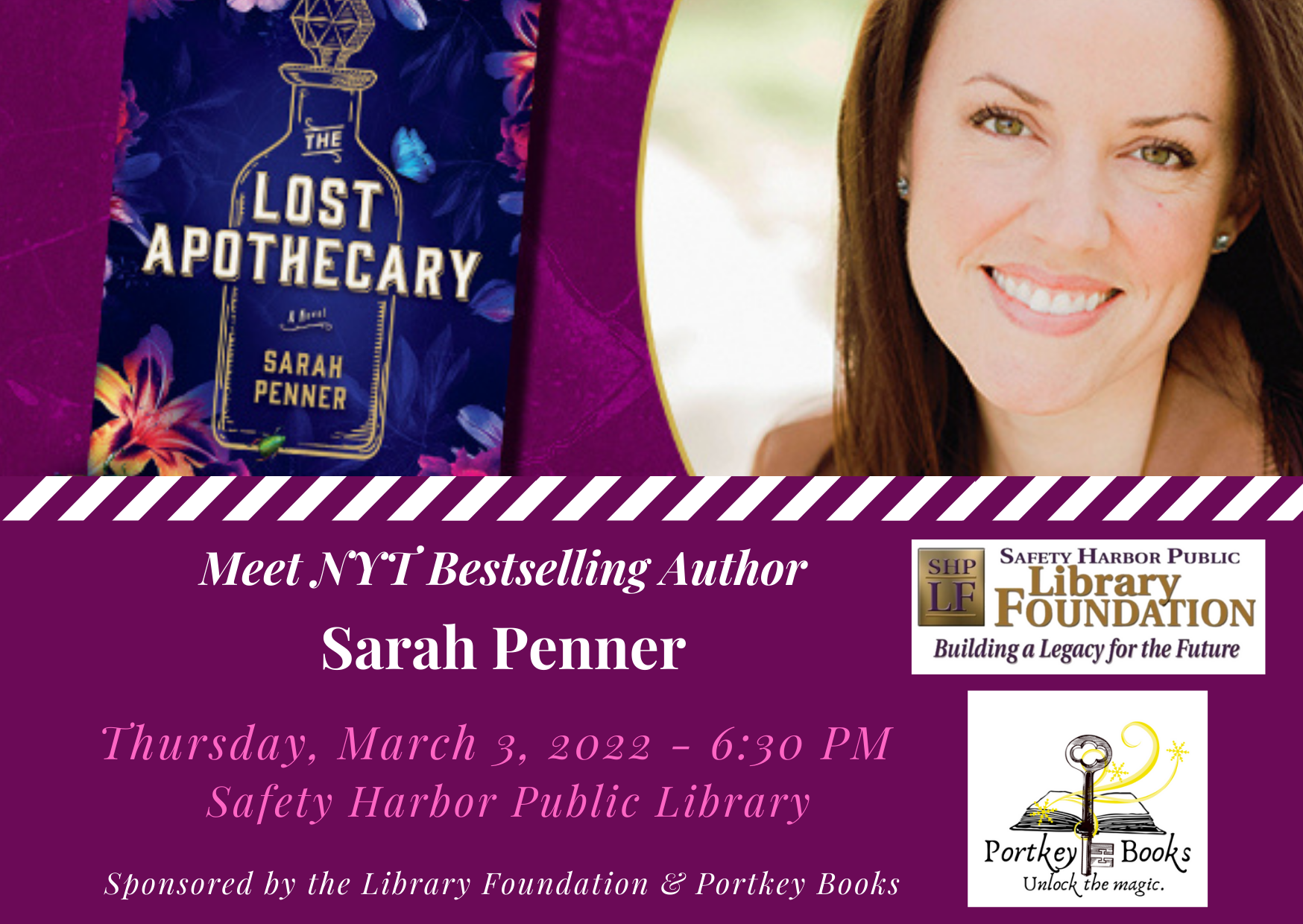 Author Sarah Penner at the SHPL - March 3, 2022 - 6:30 PM
