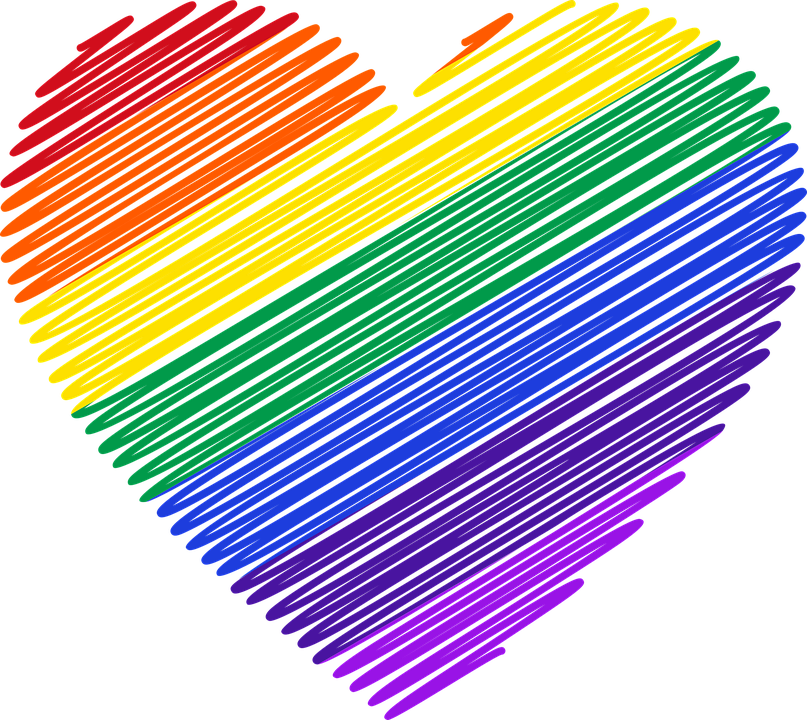 A heart made with rainbow colors 