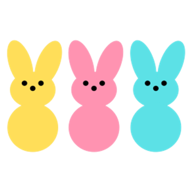 Yellow, Pink, and Blue bunny peeps
