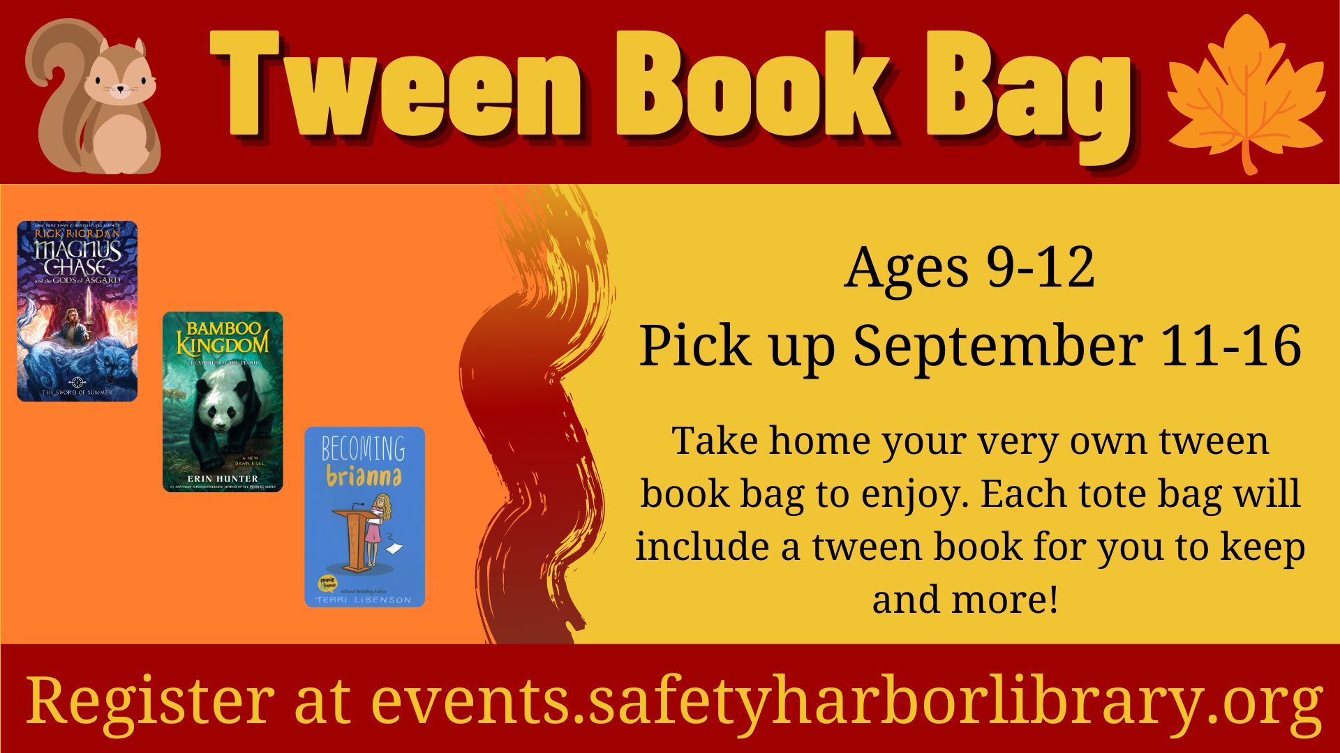 Slide with Tween Book Bag and images of three of the included books. Ages 9 through 12. 