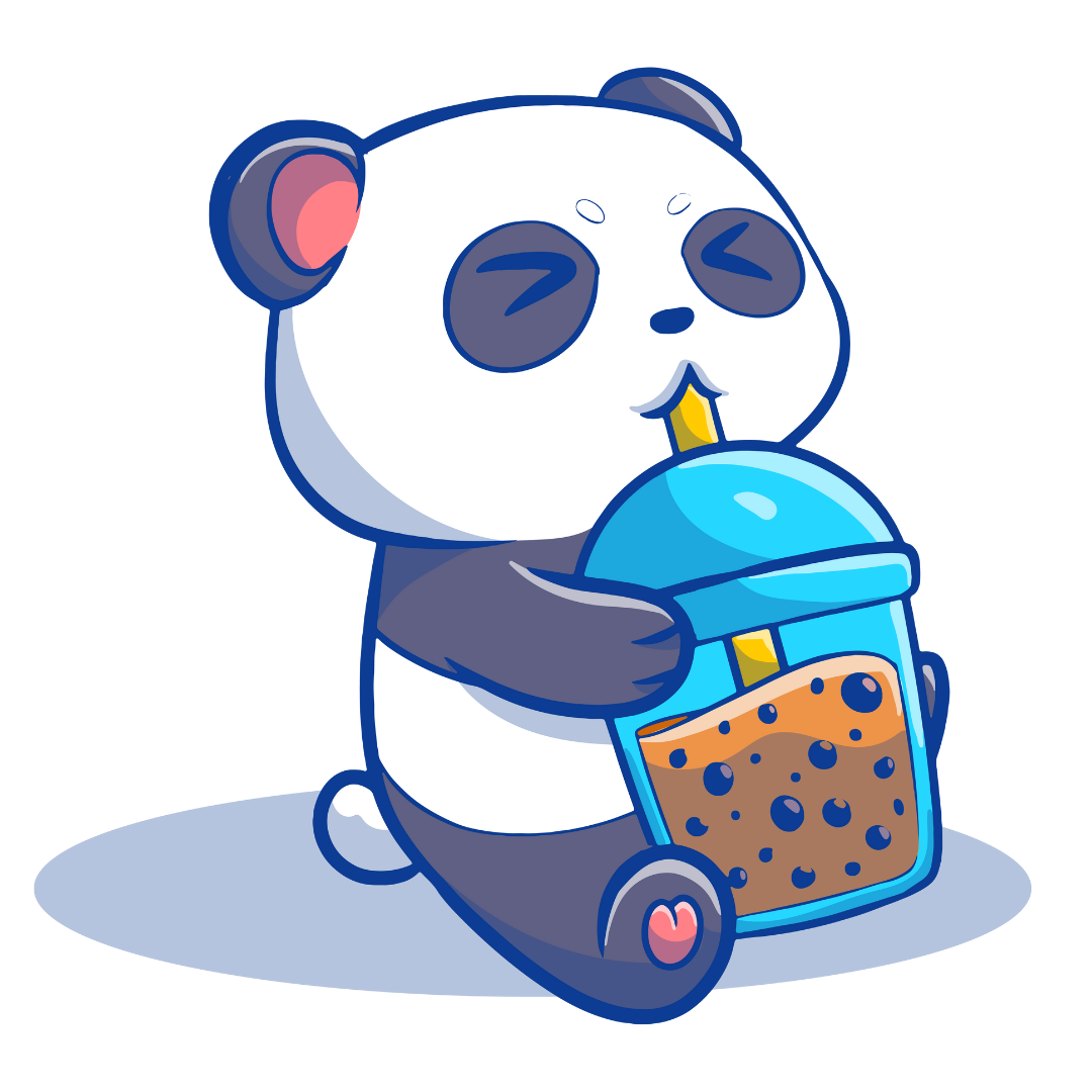 Panda drinking boba tea 