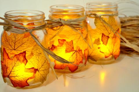 Autumn leaf candle holder