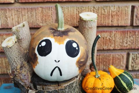 Porg painted pumpkin 