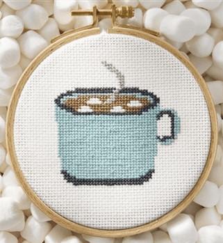 Hot cocoa cross stitch example