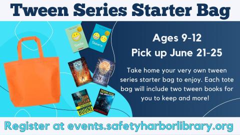 Picture of a book bag slide with an orange tote bag and six book covers: Smile, Sisters, Going Wild, Predator VS Prey, Kid Lawyer, and The Abduction 
