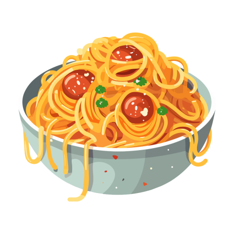 Bowl full of spaghetti and meatballs 