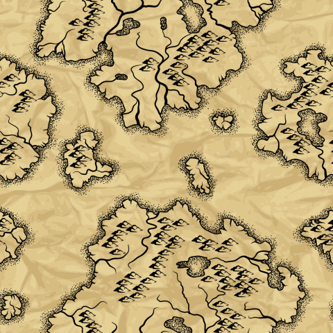 An old map with land and mountains 