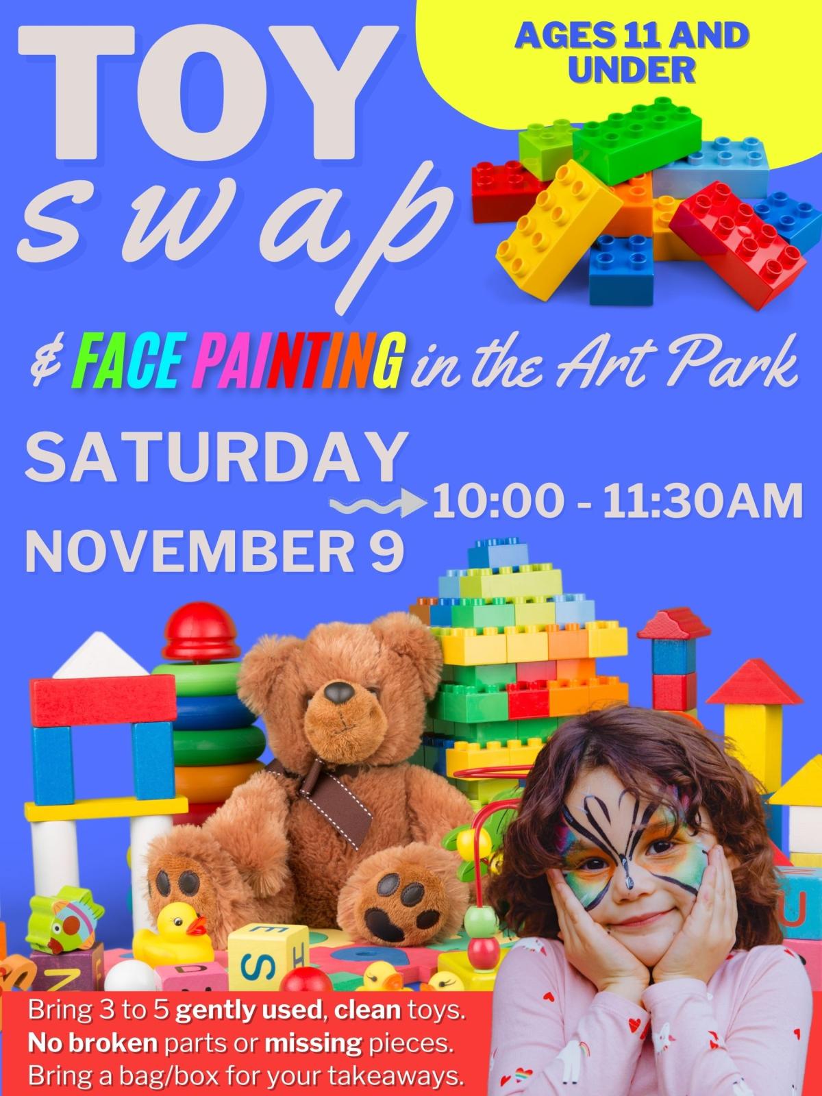 toy swap and face painting in the art park 