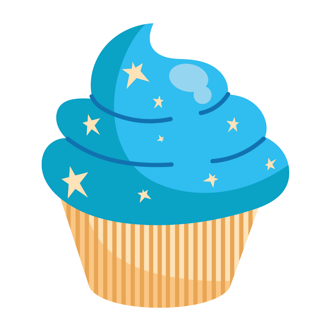 Cupcake with blue frosting and stars