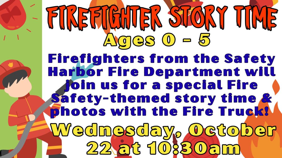 Firefighter story time with photos of fire truck